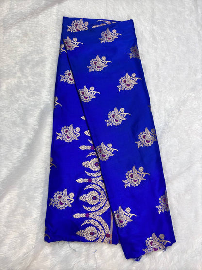 Royal Royal Blue Pure Katan Silk Banarasi Saree with Sona Rupa Kadhua Floral Butti